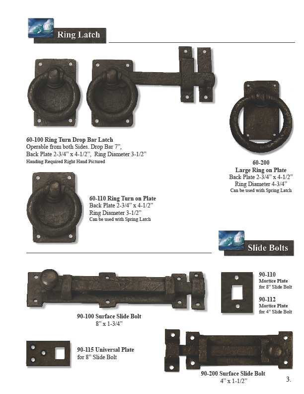 Bronze Gate Hardware, Bronze Ring Turns, Slide Bolts